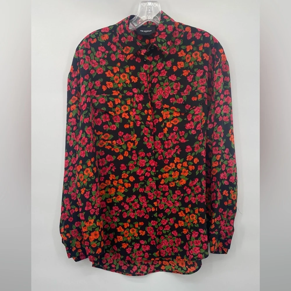 The Kooples Red Floral Silk Blouse size L